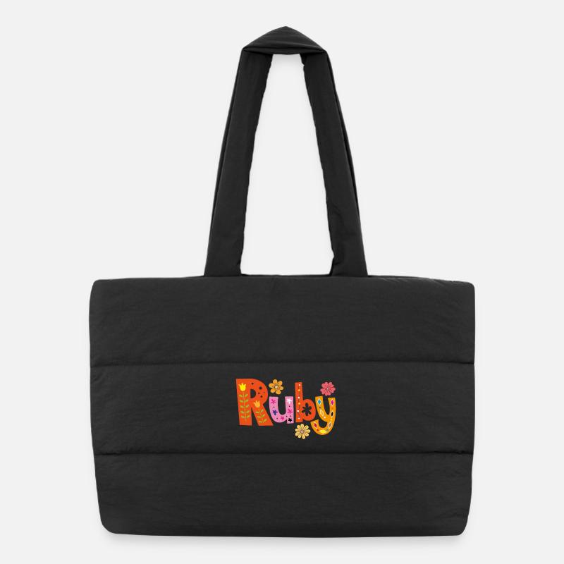 Personalisierter Ruby-Name Puffer-Einkaufstasche