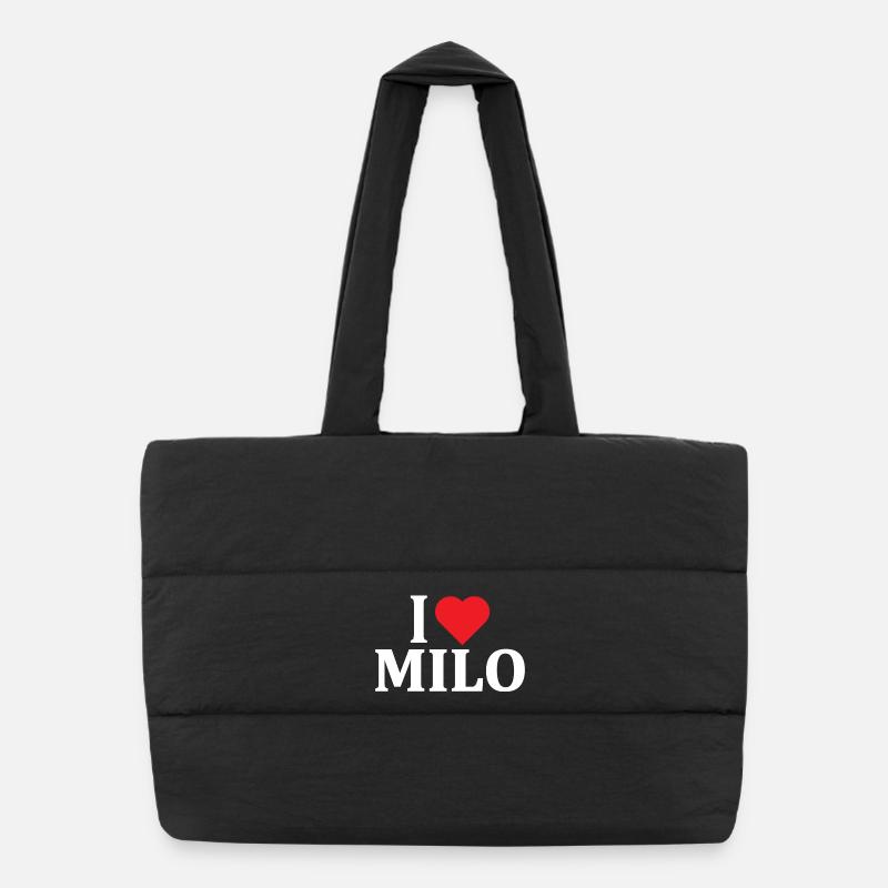 Tee shirt J'aime Milo idée cadeau t-shirt Sac shopping matelassé
