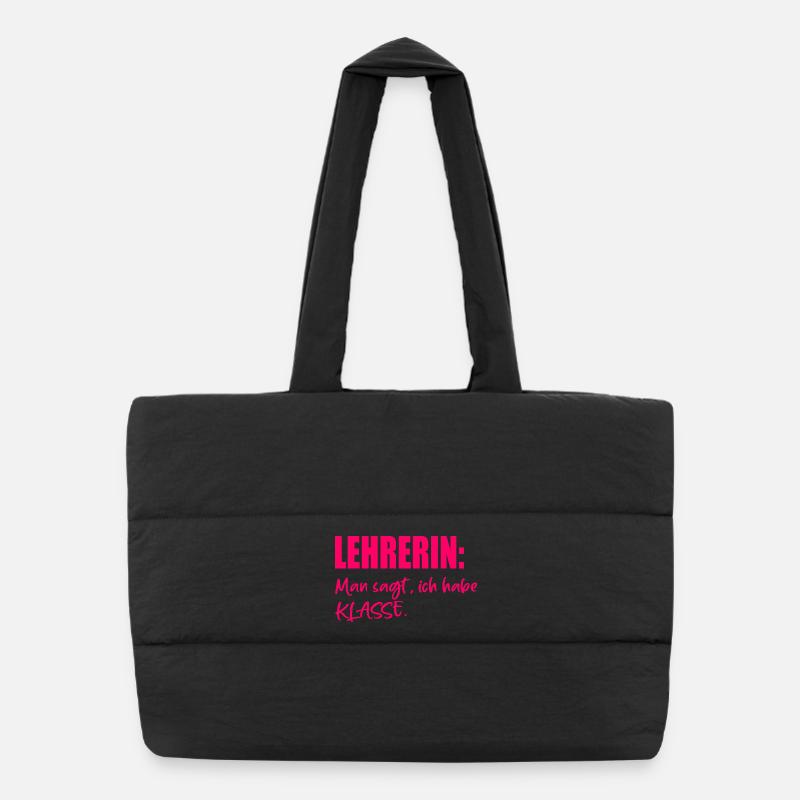 Lehrerin Sprüche KOMPLIMENTE - Puffer-Einkaufstasche - Schwarz