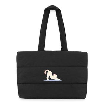chat mignon dans une pose d’étirement de yoga classique - Sac shopping matelassé - noir - Devant