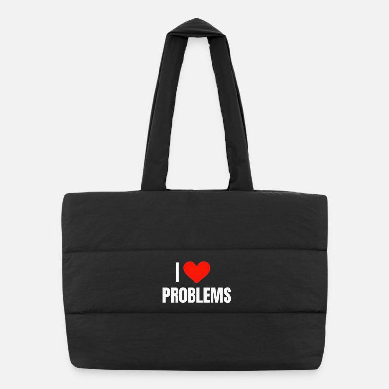 I ❤️ Problèmes - Sac shopping matelassé - noir