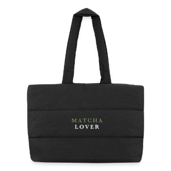 Amoureux du matcha et du thé vert - Sac shopping matelassé - noir - Devant