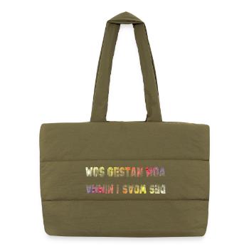 wos gestan war des woas i nimma, lustiger Spruch - Puffer-Einkaufstasche - safari Green - Vorne