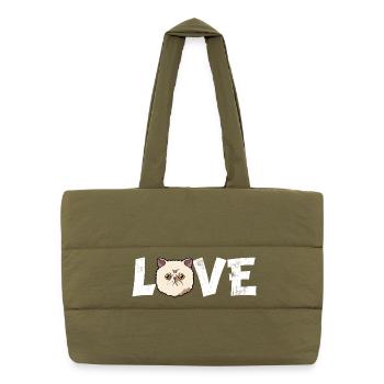 ECG de battement de cœur en bateau Drôle de vie sur le lac à la voile - Sac shopping matelassé - safari green - Devant