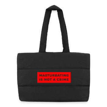 masturbating is not a crime - Puffer-Einkaufstasche - Schwarz - Vorne