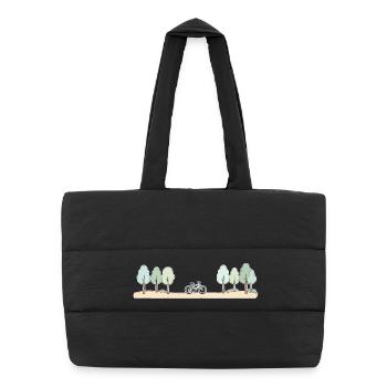 Forest Path Cycling Scene - Puffer Shopping Bag - black - Front
