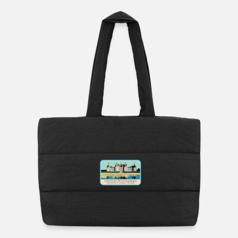 Illustration Château Chambord, Loire Valley Puffer Shopping Bag
