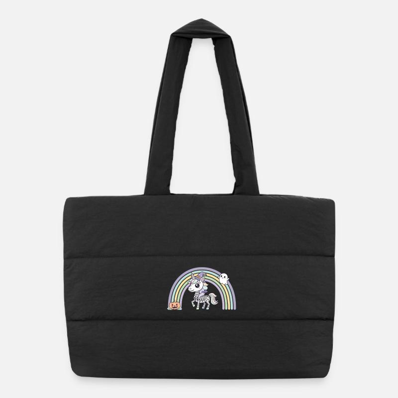 BOHO Skeleton Unicorn with Rainbow – Halloween Puffer Shopping Bag