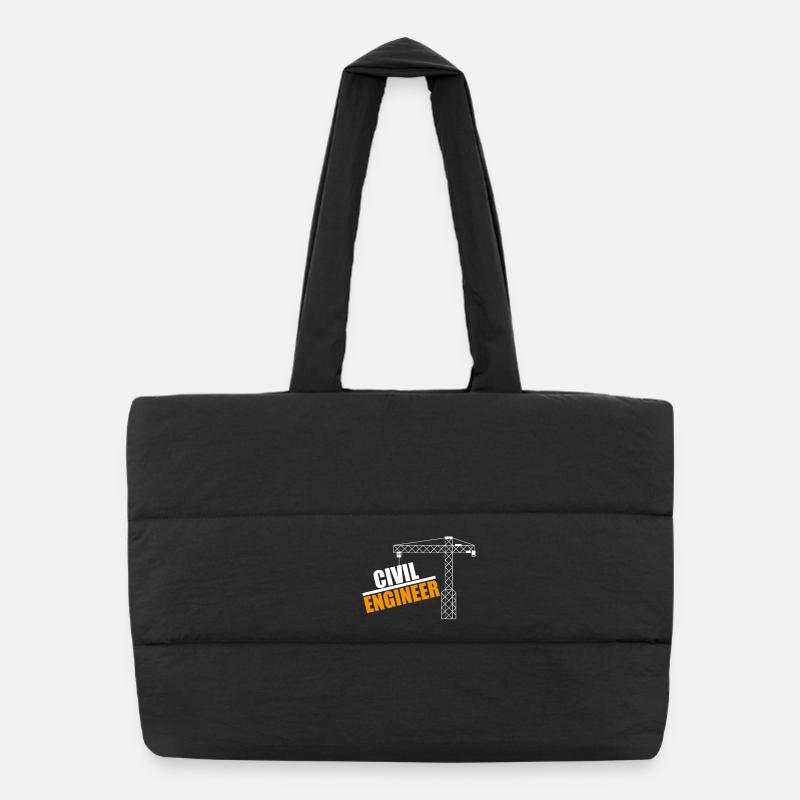 Civil Engineer Crane Motif Puffer Shopping Bag
