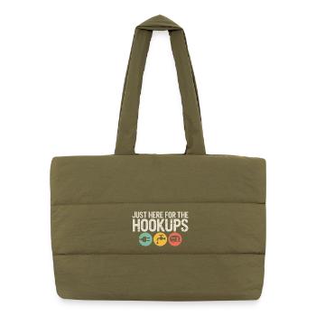Hookups Trio: Plug, Tap, Camper - Puffer Shopping Bag - safari green - Front