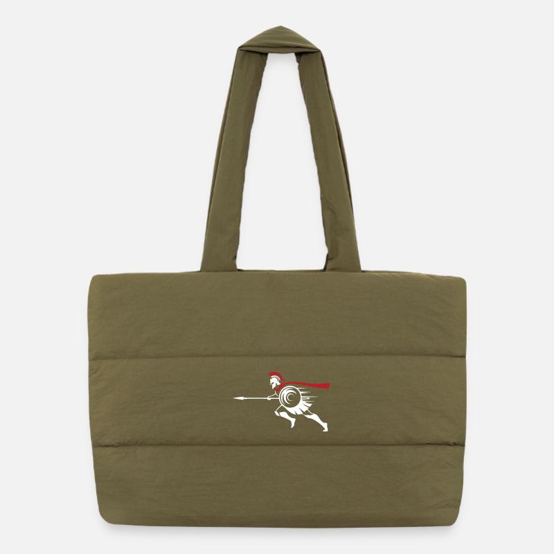 Spartan Sprint Silhouette Mascot Spartan Run Puffer Shopping Bag