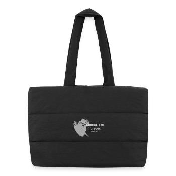 Kerouac Loss Forever Quote Portrait - Puffer Shopping Bag - black - Front