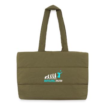 Beachvolleyball Evolution Design / Geschenkidee - Puffer-Einkaufstasche - safari Green - Vorne