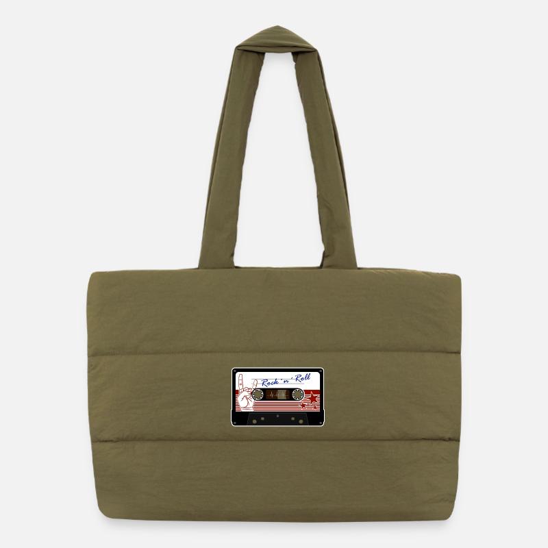Retro Rock 'n' Roll Kassette Puffer-Einkaufstasche