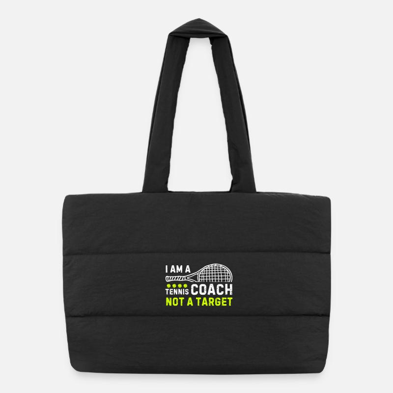 Tennis Coach Quote with Racket Motif Puffer Shopping Bag