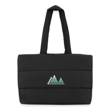 "Hiker" - Geometric Mountain Design - Puffer Shopping Bag - black - Front
