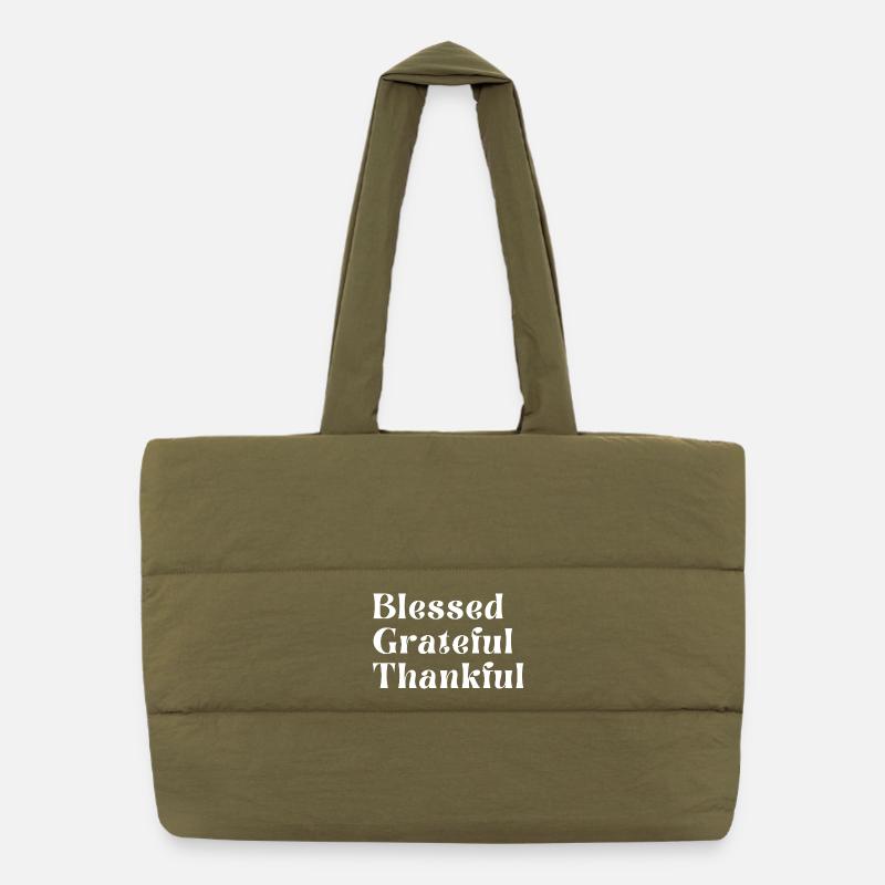 Grateful Thankful Puffer Shopping Bag