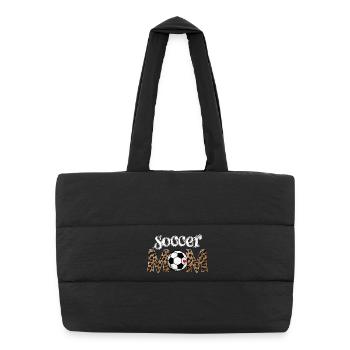 Women's Leopard Soccer MOM Shirt - Puffer Shopping Bag - black - Front