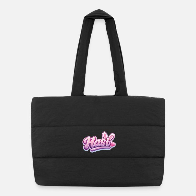 Hasl Heart Lettering Pink Glam Puffer Shopping Bag