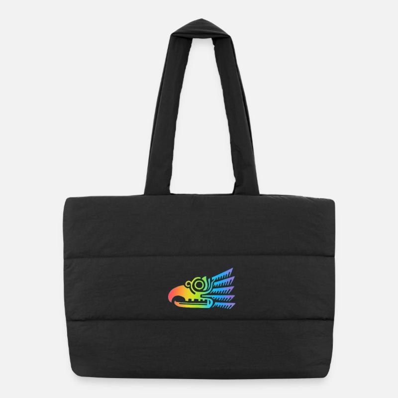 Tête d'oiseau tribal multicolore Sac shopping matelassé