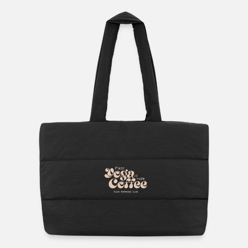 Yoga first, coffee afterwards Puffer Shopping Bag