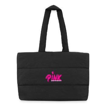 ROSE Empowerment / ruban rose - Sac shopping matelassé - noir - Devant