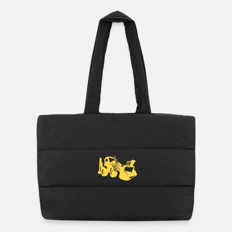 Chargeuse sur pneus d’excavatrice Opérateur d’équipement de construction Silhouette Sac shopping matelassé