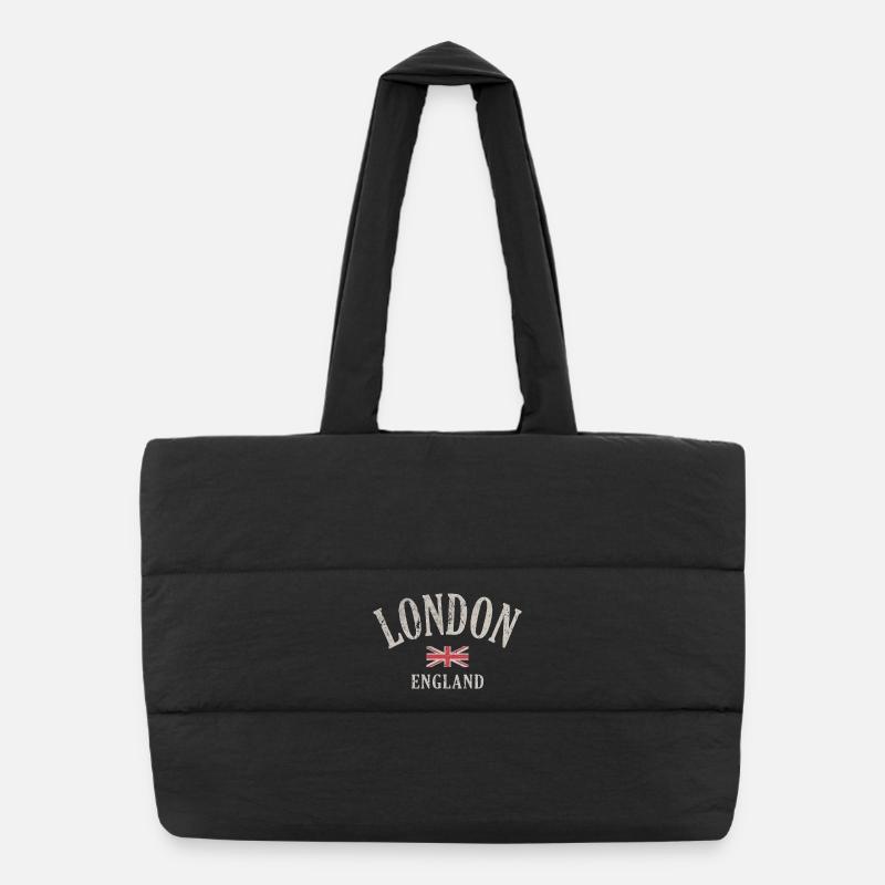 Londres Vintage Union Jack - Sac shopping matelassé - noir