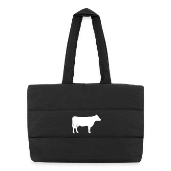 Cow Silhouette Farm Clean Vector - Puffer Shopping Bag - black - Front