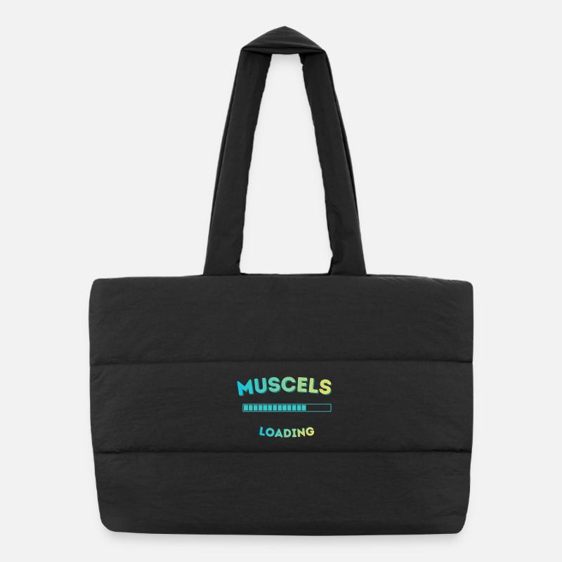 Graphique de barres de charge musculaire - Sac shopping matelassé - noir