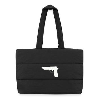 Silhouette du pistolet en contraste - Sac shopping matelassé - noir - Devant