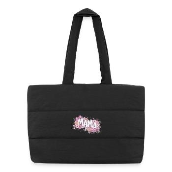 MAMA Fleurs Pastels et Nœuds Roses | Style Chic - Sac shopping matelassé - noir - Devant