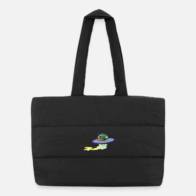 Alien Alien Raumschiff - Puffer-Einkaufstasche - Schwarz