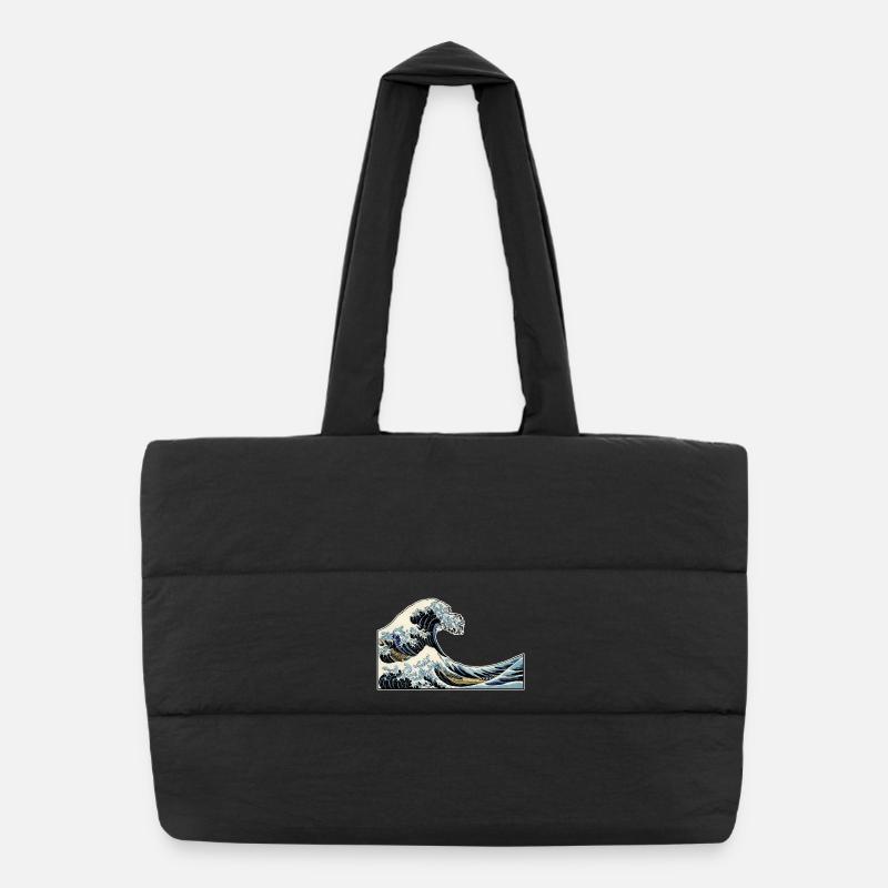 The Wave | Die Welle | Katsushika Hokusai - Puffer-Einkaufstasche - Schwarz