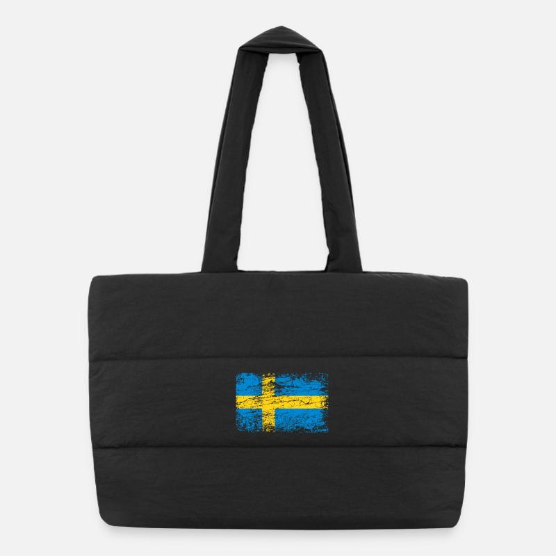 Drapeau suédois dans un style vintage Sac shopping matelassé