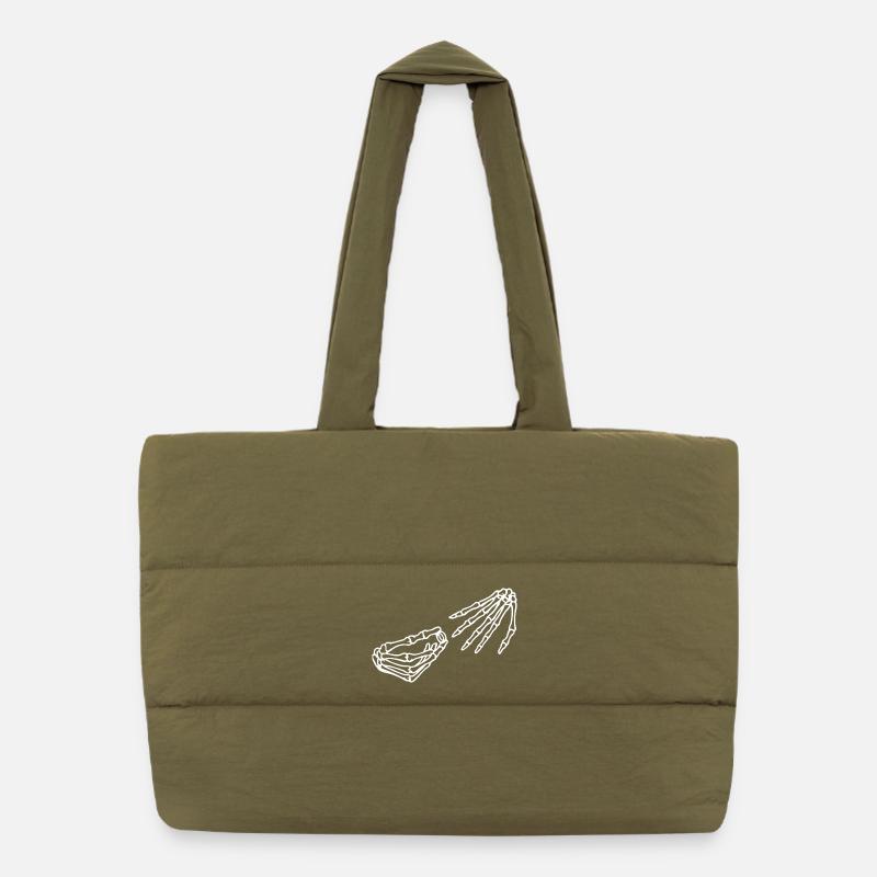 Ätherisches Skelett Hand und Schädel Illustration Puffer-Einkaufstasche