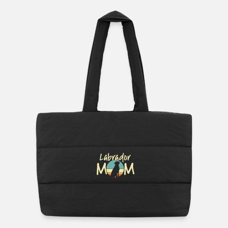 Labrador Mama Retro Sonnenuntergang Design - Puffer-Einkaufstasche - Schwarz
