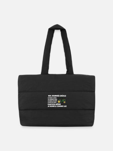 Farm tractor, farmer humor, peasant passion - Puffer Shopping Bag - black