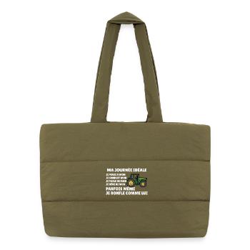 Farm tractor, farmer humor, peasant passion - Puffer Shopping Bag - safari green - Front