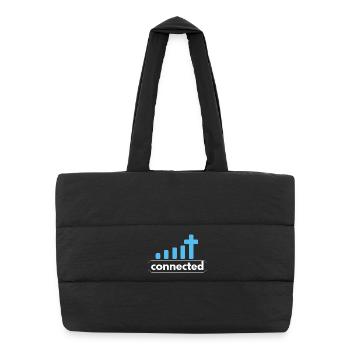Connected - Cross - Connection to God - Christian - Puffer Shopping Bag - black - Front