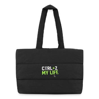 Developer Fun Shirt, CTRL + Z My Life  - Puffer-Einkaufstasche - Schwarz - Vorne
