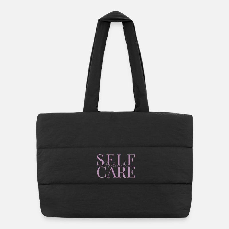 Petite amie qui prend soin de soi rose et gris Sac shopping matelassé