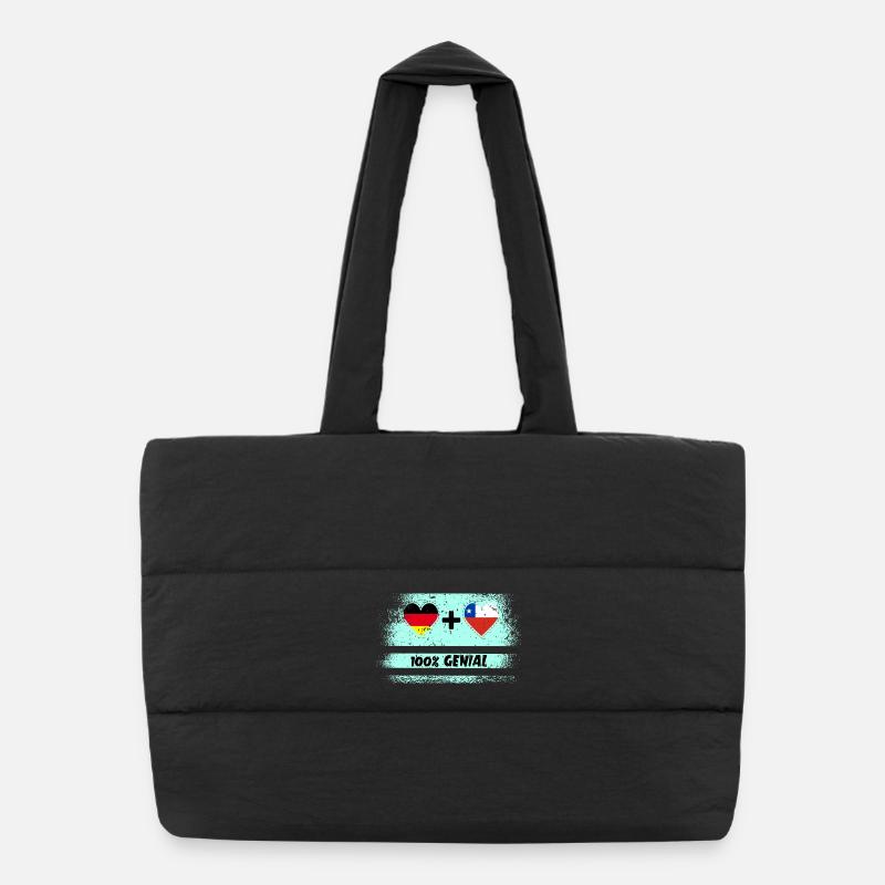 Deutschland und Chile 100% Genial / Geschenk - Puffer-Einkaufstasche - Schwarz
