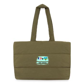 Drapeau France et Rwanda 100% génial - Sac shopping matelassé - safari green - Devant