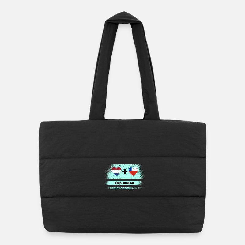 Drapeau 100% Genius du Chili et des Pays-Bas Sac shopping matelassé