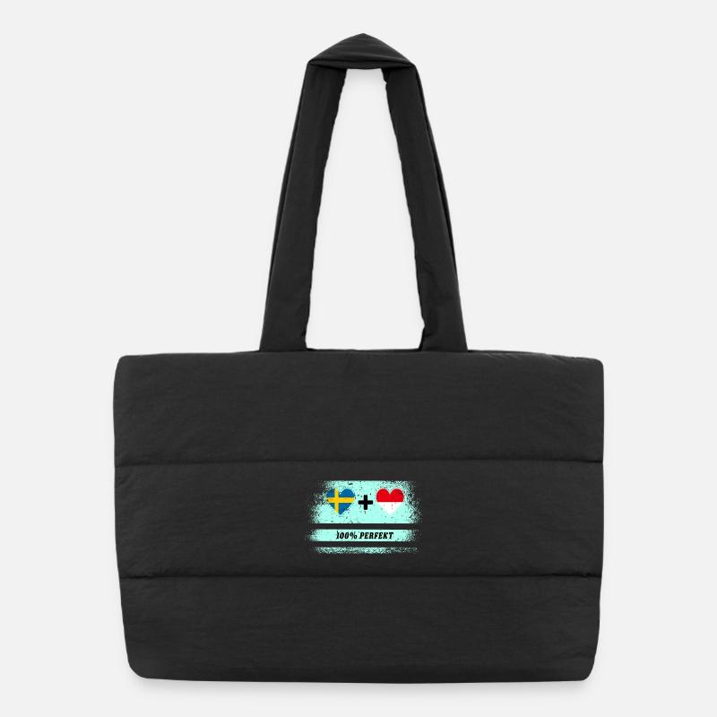 Indonesien und Schweden 100% perfekt / Geschenk - Puffer-Einkaufstasche - Schwarz