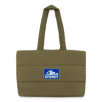 Sydney Opera Blue Silhouette - Puffer Shopping Bag - safari green - Front