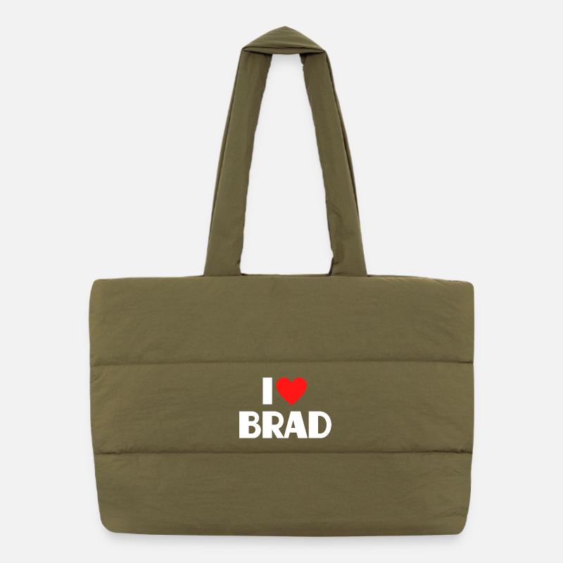 I love Brad Rotes Herz Romantischer Name Fan Puffer-Einkaufstasche