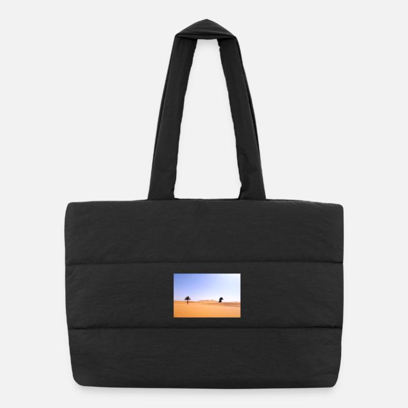 Solar Palms in Golden Desert Puffer Shopping Bag
