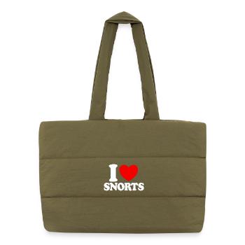 I Love Cold Red Heart Funny I Love Sc - Puffer Shopping Bag - safari green - Front